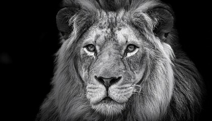 Fototapeta premium majestic lion gazing in black and white
