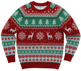 Red Christmas sweater, festive design, winter apparel, studio shot, holiday season