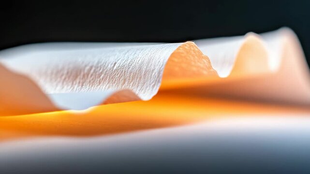 Close-up of translucent paper with light underneath, emphasizing texture and color gradients