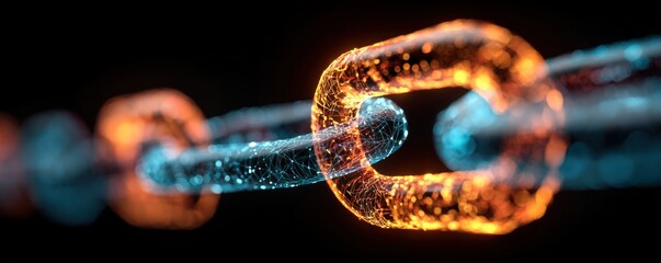 Abstract glowing chain links