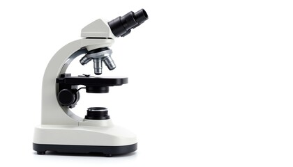 Close-up of a white microscope, symbolizing scientific research and discovery