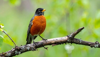 American robin perched on branch (1)