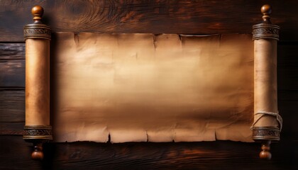 vintage scroll a blank parchment scroll is displayed ready for script or an important declaration conjuring memories of explorers and storied adventures