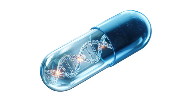 3D rendering of a pill with DNA