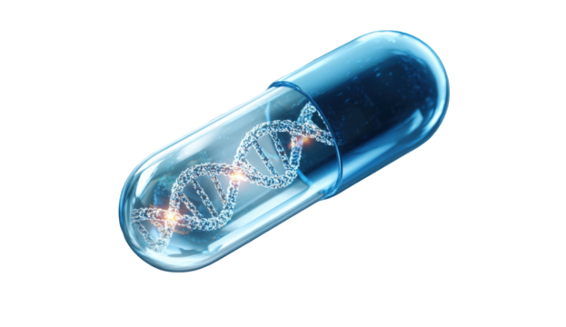 3D rendering of a pill with DNA