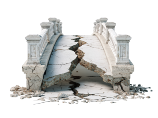 A crumbled stone bridge