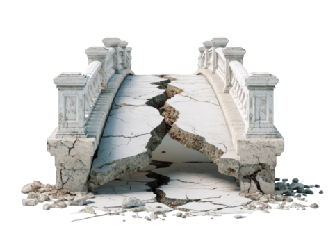 A crumbled stone bridge