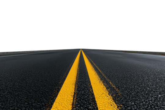 Empty road stretches into a dark horizon