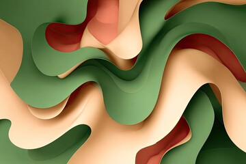 Abstract layered shapes in soft, flowing colors