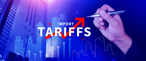 Import tariffs increase concept, Government import tax to boost economy, Industrial growth tax,...