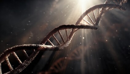 DNA helix, glowing light