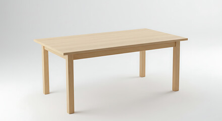 Fototapeta premium A simple rectangular light wood table with a smooth top and four straight legs showcasing a minimalist design.