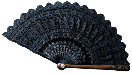 Ornate black lace fan (1)