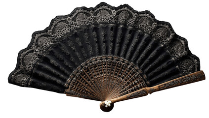 Ornate black lace fan
