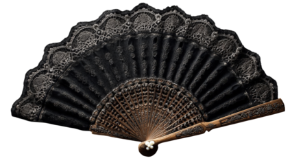 Ornate black lace fan