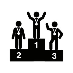 Vector art of winners on a podium with medals