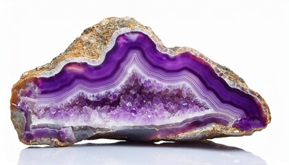 natural piece of geode of amethyst crystals cutout