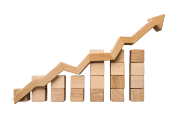 Wooden blocks forming a growth chart