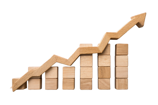Wooden blocks forming a growth chart