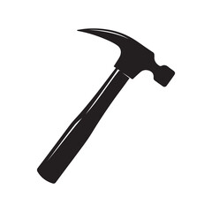 Claw Hammer Silhouette Graphic, Isolated on White Background for Construction Projects