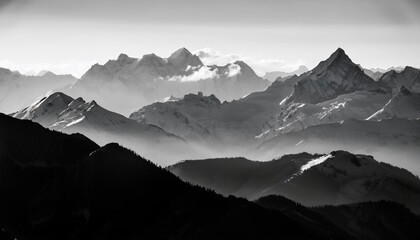Obraz premium abstract monochrome mountain range landscape