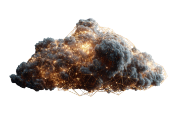 A stylized cloud with interconnected luminous points