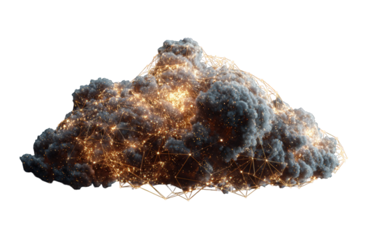 A stylized cloud with interconnected luminous points