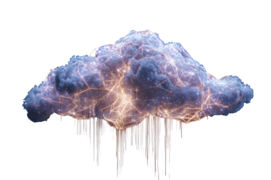 Abstract cloud with interconnected streams