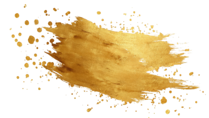 Abstract golden brushstroke with scattered dots