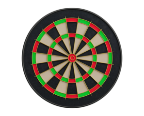 Classic Dartboard Ready for Play isolated on a transparent background