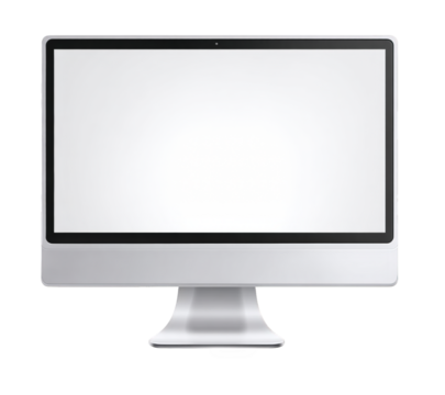 A computer monitor.  Flat, silver - Powered by Adobe
