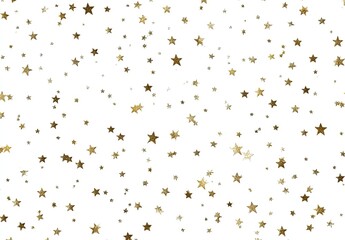 Gold star confetti pattern on a white background
