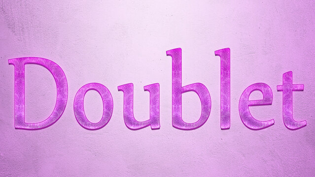 Purple text effect of word Doublet on light background.