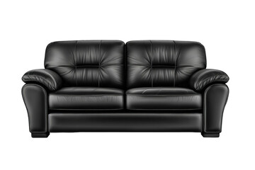 Fototapeta premium Black leather sofa, studio shot