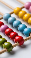 Close-up of colorful abacus beads on wooden rods