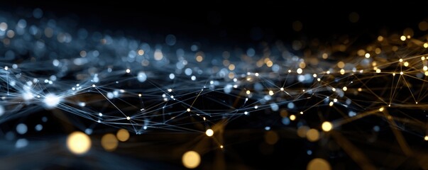 Abstract network of glowing points and lines