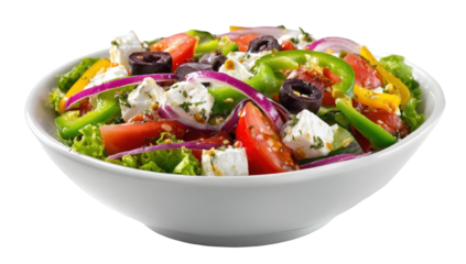 Fresh vibrant salad in white bowl