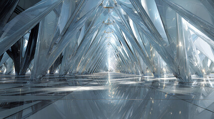 Obraz premium Abstract background design, futuristic glass structure, 3d render Stock Illustration