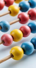 Close-up of colorful wooden abacus beads