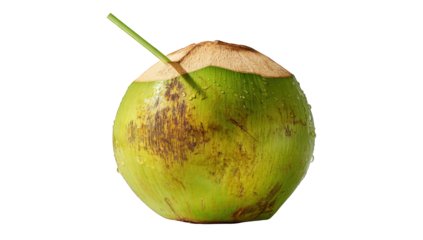 Fresh coconut with straw