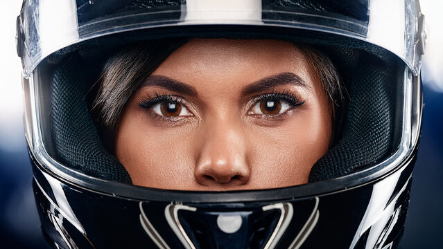 young woman wearing cycling helmet - Powered by Adobe