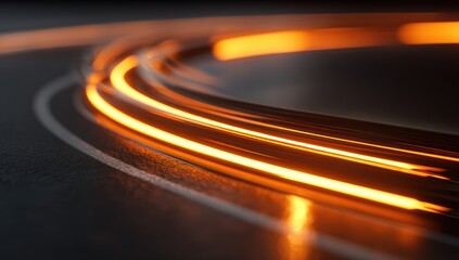 Abstract glowing curves on a dark surface