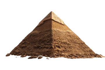 Egyptian pyramid, tan colored, against black background