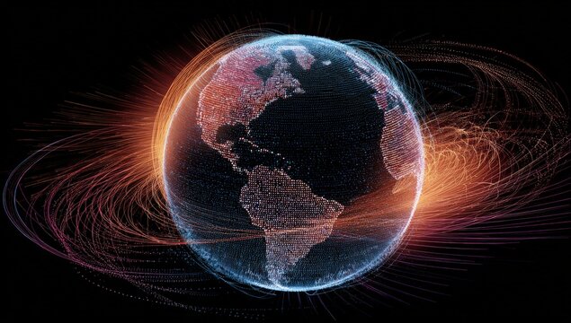 Digital Earth, swirling energy - Powered by Adobe