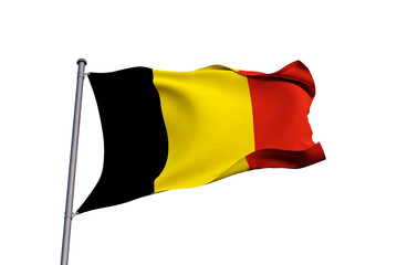 Belgium flag waving on flagpole vector Png- 3d flag of Belgium vector