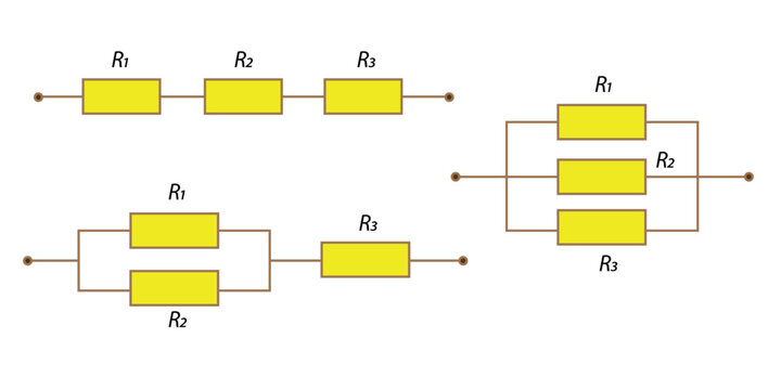 Illustration Featuring Resistor Arrangements in Series and Parallel Circuits