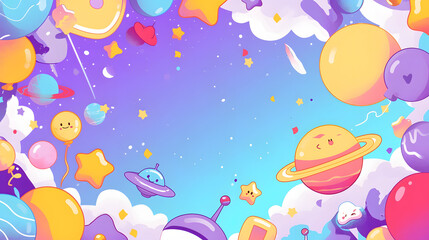 flat vector comic style background birthday party