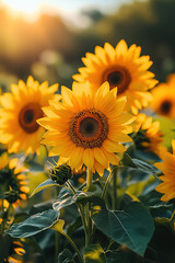 bright and beautiful sunflowers