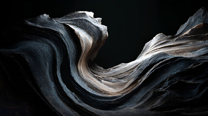 Abstract Grey Stone Cave Formation with Dark Background