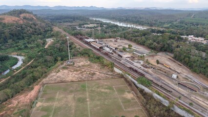 Aerial view of Vila Ipanema neighborhood and industrial area in Ipatinga, Minas Gerais, Brazil